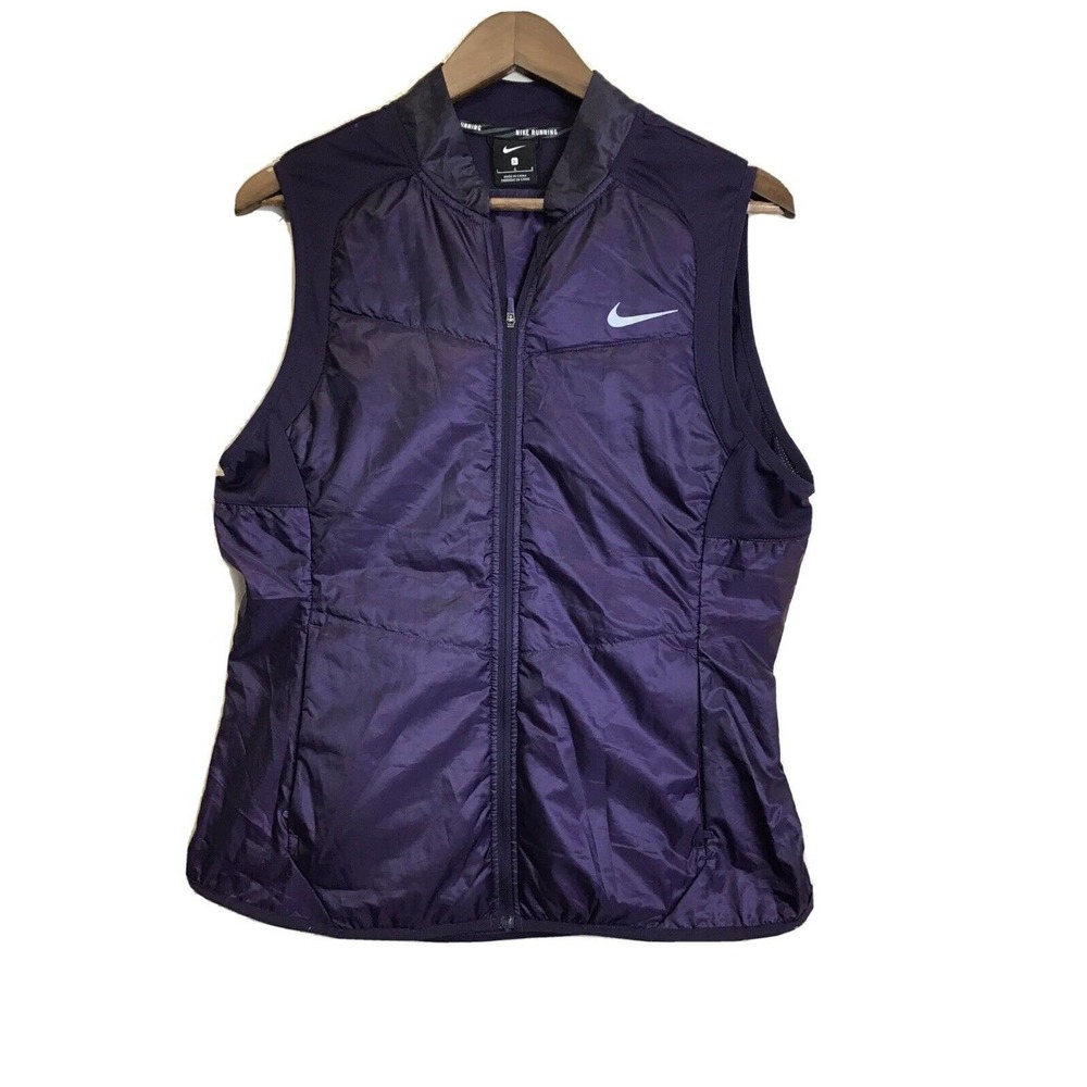 Nike Womens Sz Large Insulated Running Vest Purple Full Zip Lightweight Nice